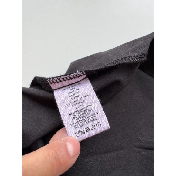 THEORY Black Stretch Cotton Poplin Tie Sleeve A-Line Midi Shirt Dress, Size M - Picture 11 of 16